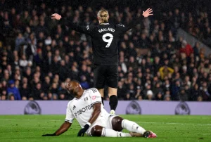 Haaland marca, Manchester City vence Fulham e segue na vice-liderança